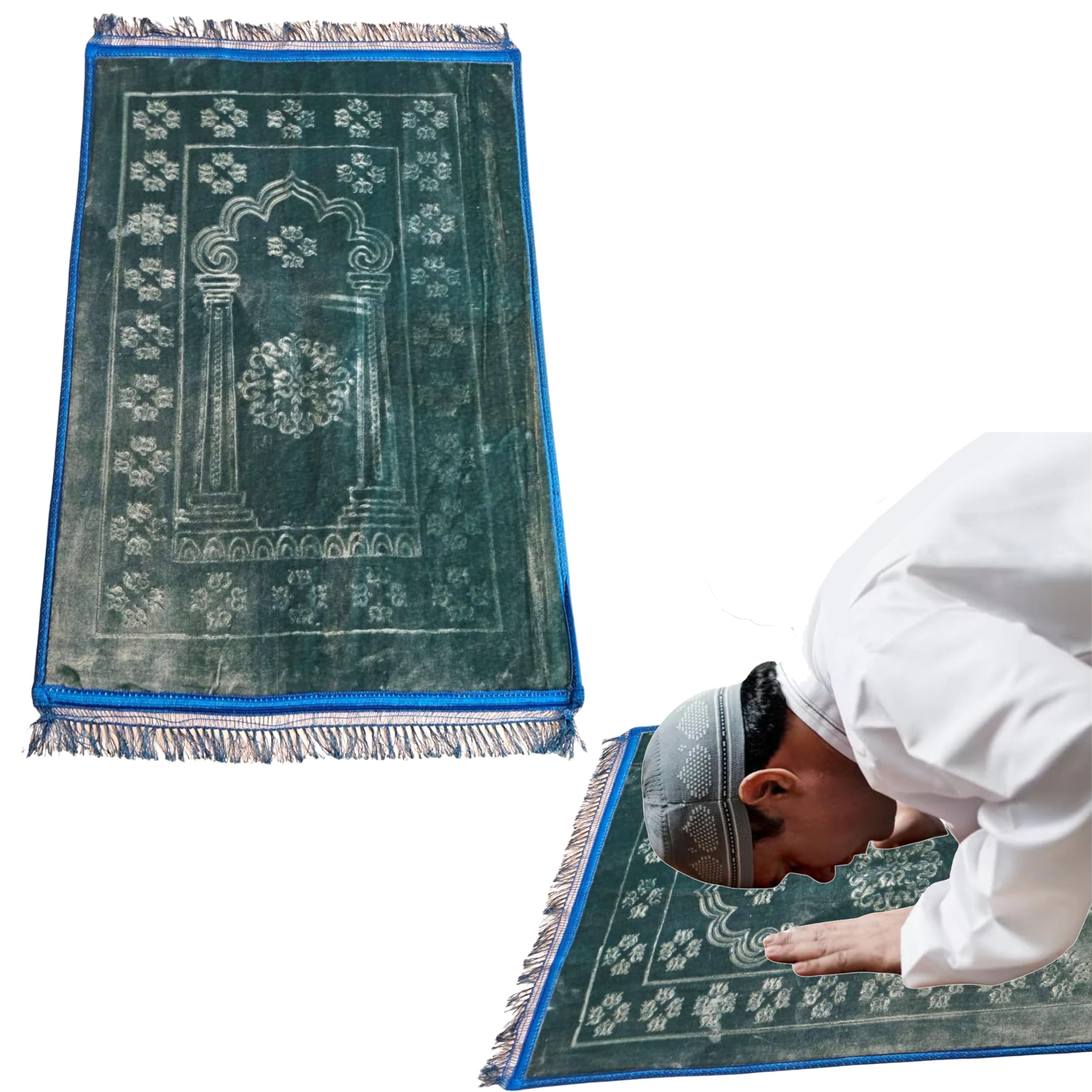 Tapis de prière musulman rembourré vert Glamified 80x120 cm