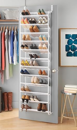 Miniatura 8 de Whitmor Zapatero Colgante para Puerta de 36 Pares, Organizador de Zapatos Colgante de 12 Niveles, Soporte de Zapatos de Metal y Malla Resistente