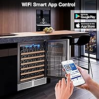 Vista 3 de BODEGA - Enfriador de vino de 24 pulgadas, refrigerador de vino de 52 botellas para botella grande como champán, compresor mejorado