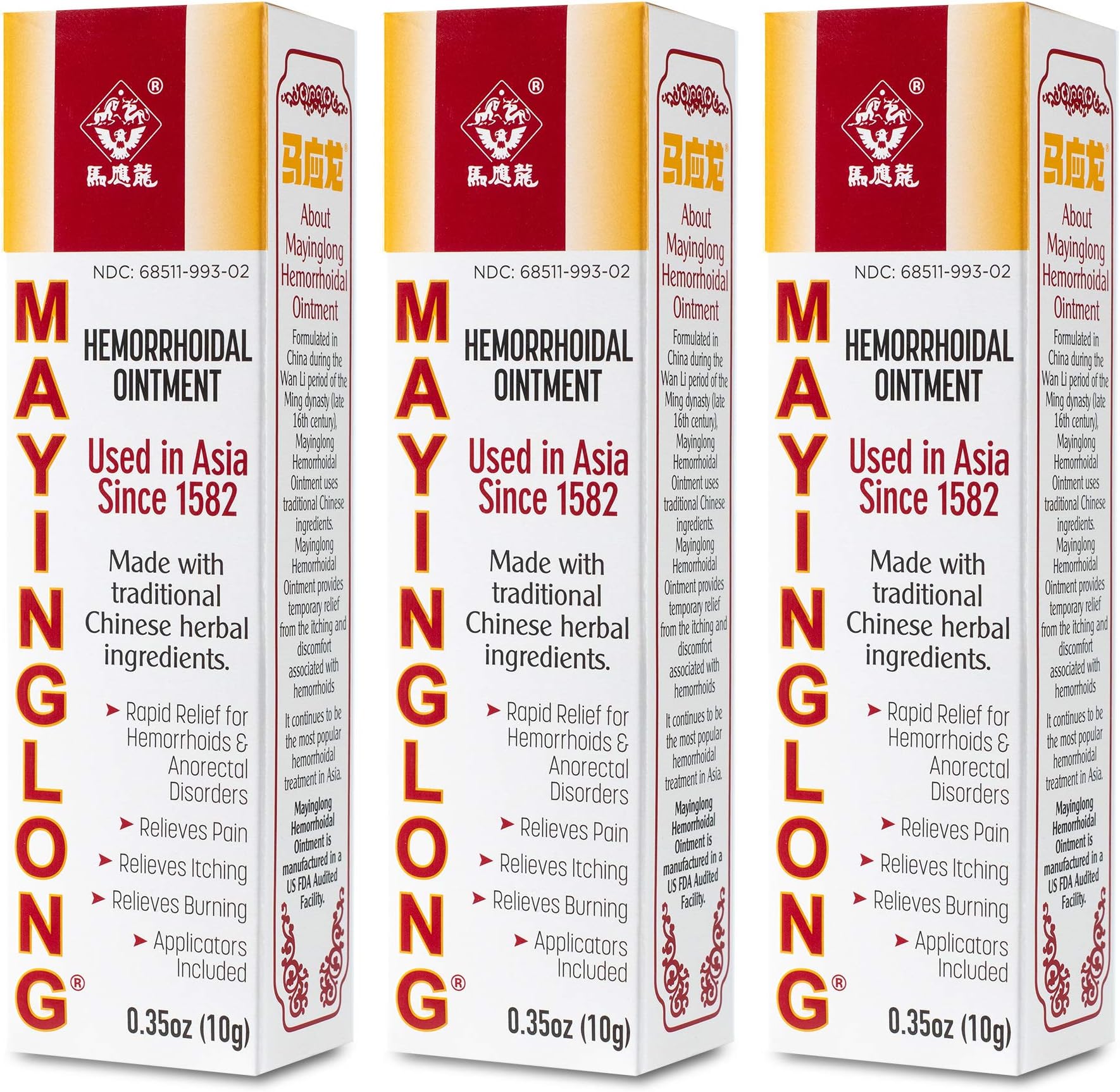 Mayinglong Musk Hemorrhoidal Ointment, Helps Relieve Itching, Burning, or Discomfort Fast (3 Pack)