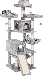 BEWISHOME 64.5inches Cat Tree Multi-Level Cat Tower for Indoor Cats with Scratching Posts, Board, Cozy Plush Perches Cat Condo for Large Cats Play House MMJ20L