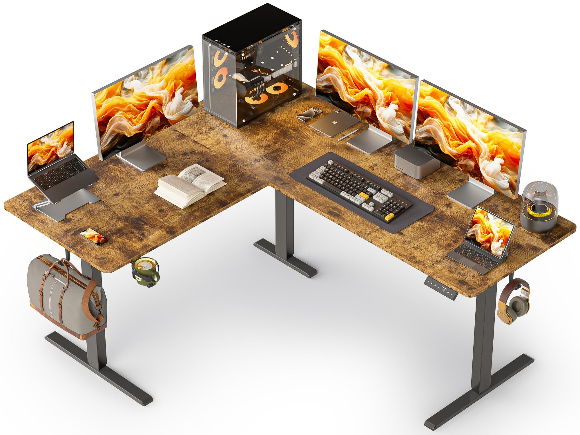 BEXEVUE Escritorio Eléctrico Ajustable 120×60 Cm, Mesa Ergonómica Con 2 Memorias, Estable Y Silenciosa Para Oficina, Color Roble Envejecido Claro