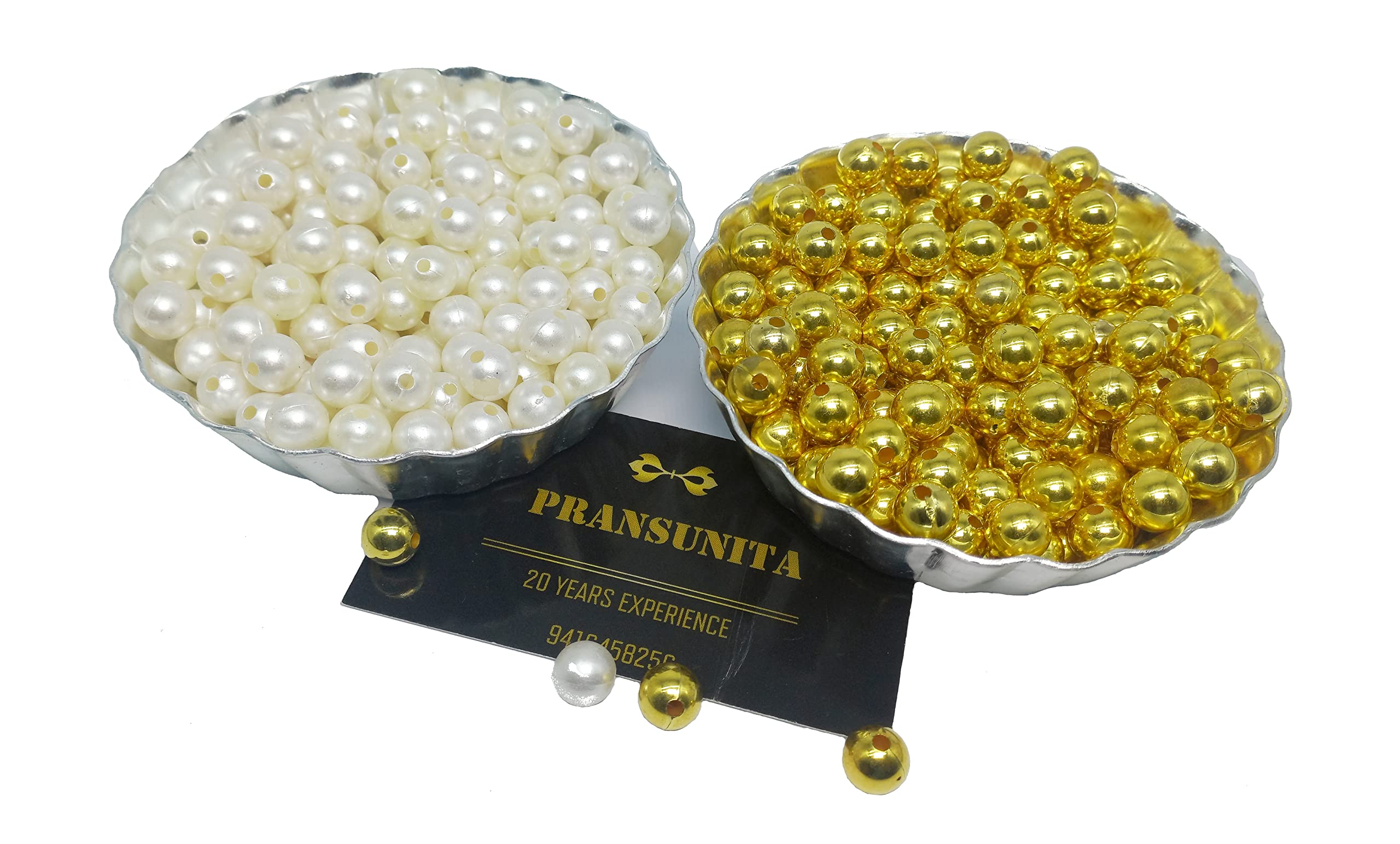 PRANSUNITA 300 pcs Off White & Golden Acrylic Round Pearl Loose Beads, Macrame, Vandanwar,Bracelet Necklace DIY Handmade Accessories for Jewelry Making, Crafts – Size 12 mm. (B09RG9RKRZ) Amazon Price History, Amazon Price Tracker