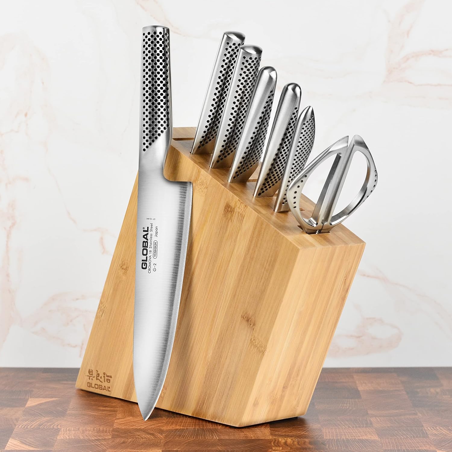 Global 8 Piece Knife Set with Bamboo Block