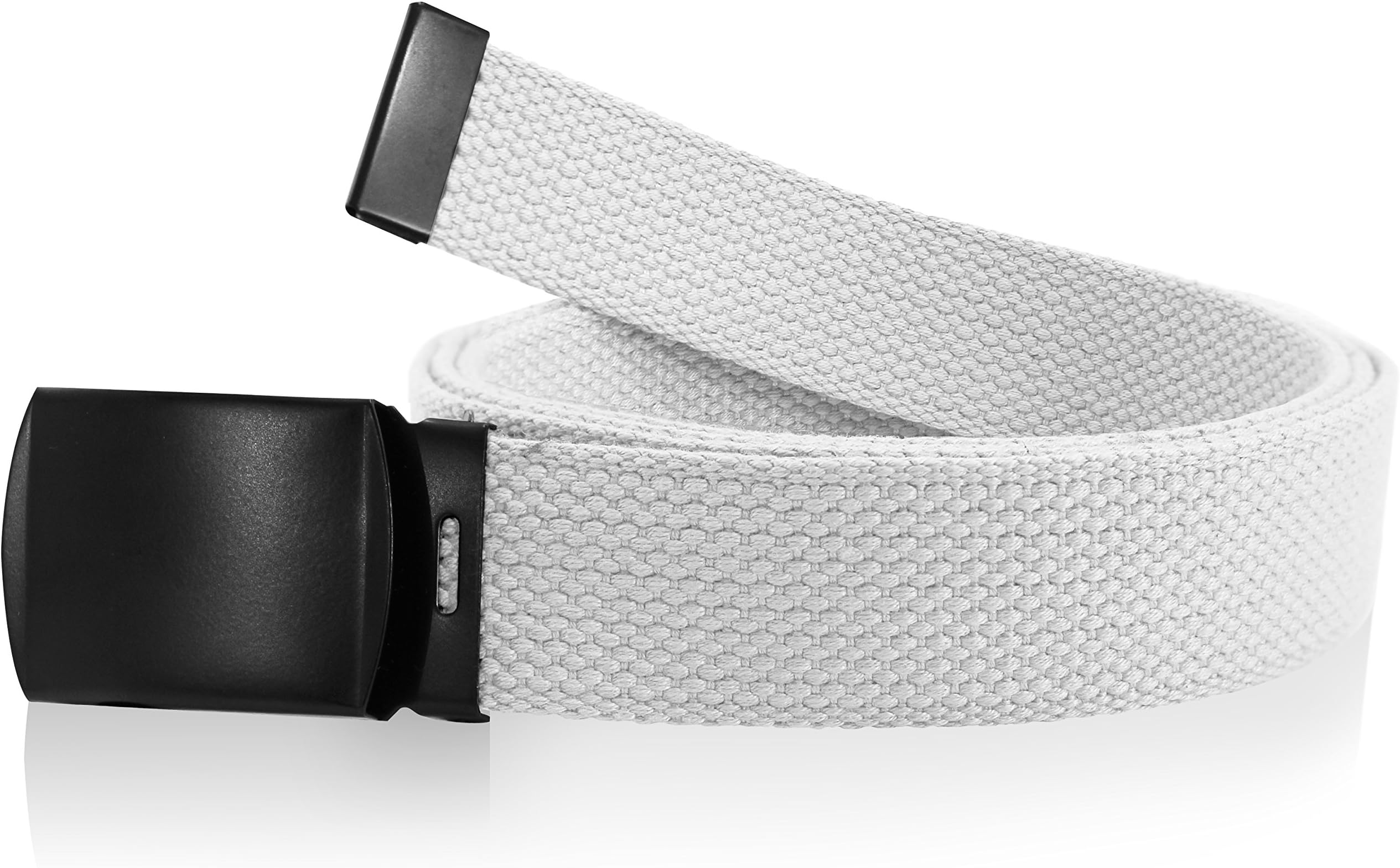 Nice Shades Black One Size Canvas Military Web Belt With Black Slider Buckle. Many Colors Available 56". White