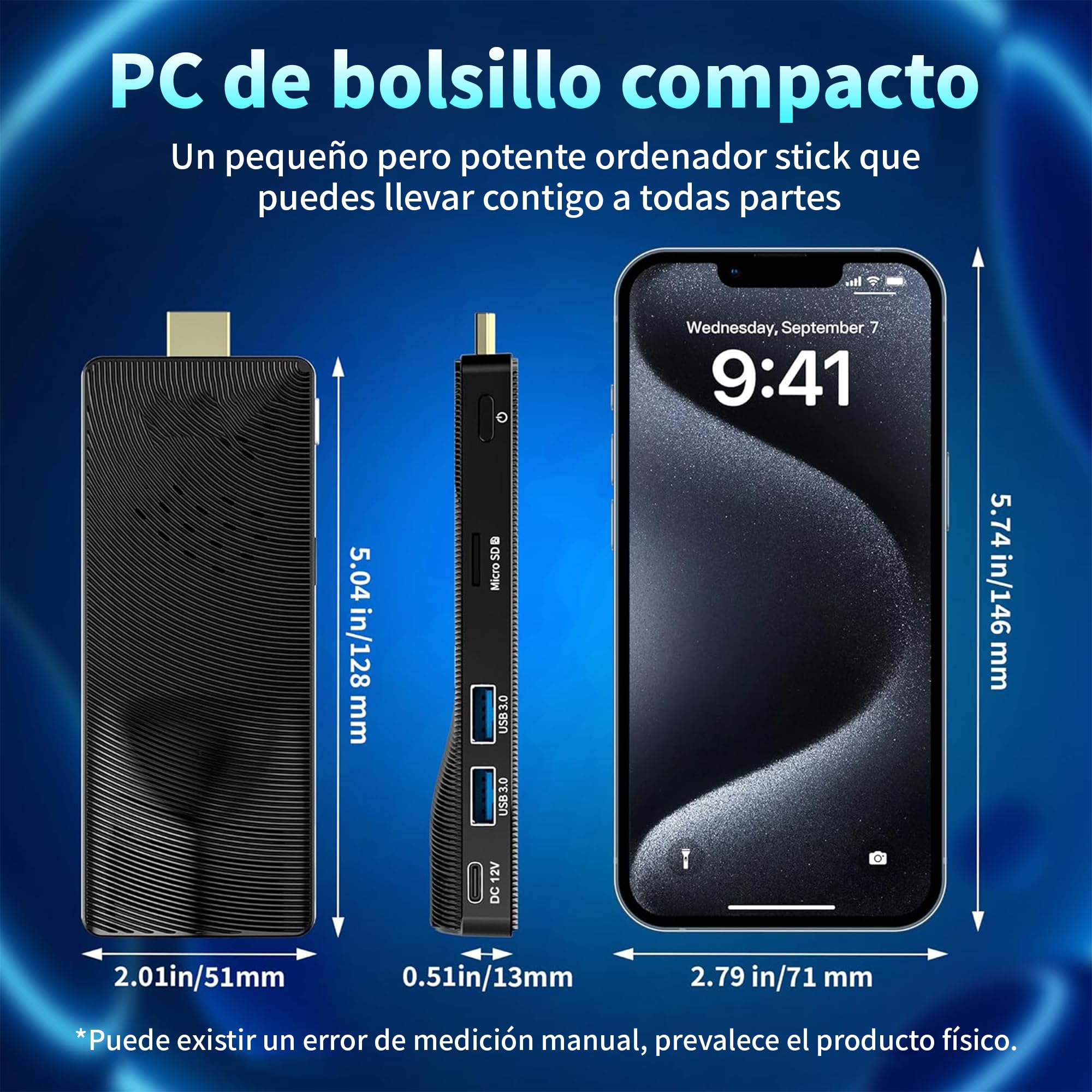Mini PC Stick Win 10, Pentium N4200 4GB 64GB eMMC, Lüfterloser Mini Computer, 4K Monitor Unterstützung, 1080P Flüssige Wiedergabe, USB 3.0, Gigabit LAN, WiFi BT 5.0 für Büro Zuhause