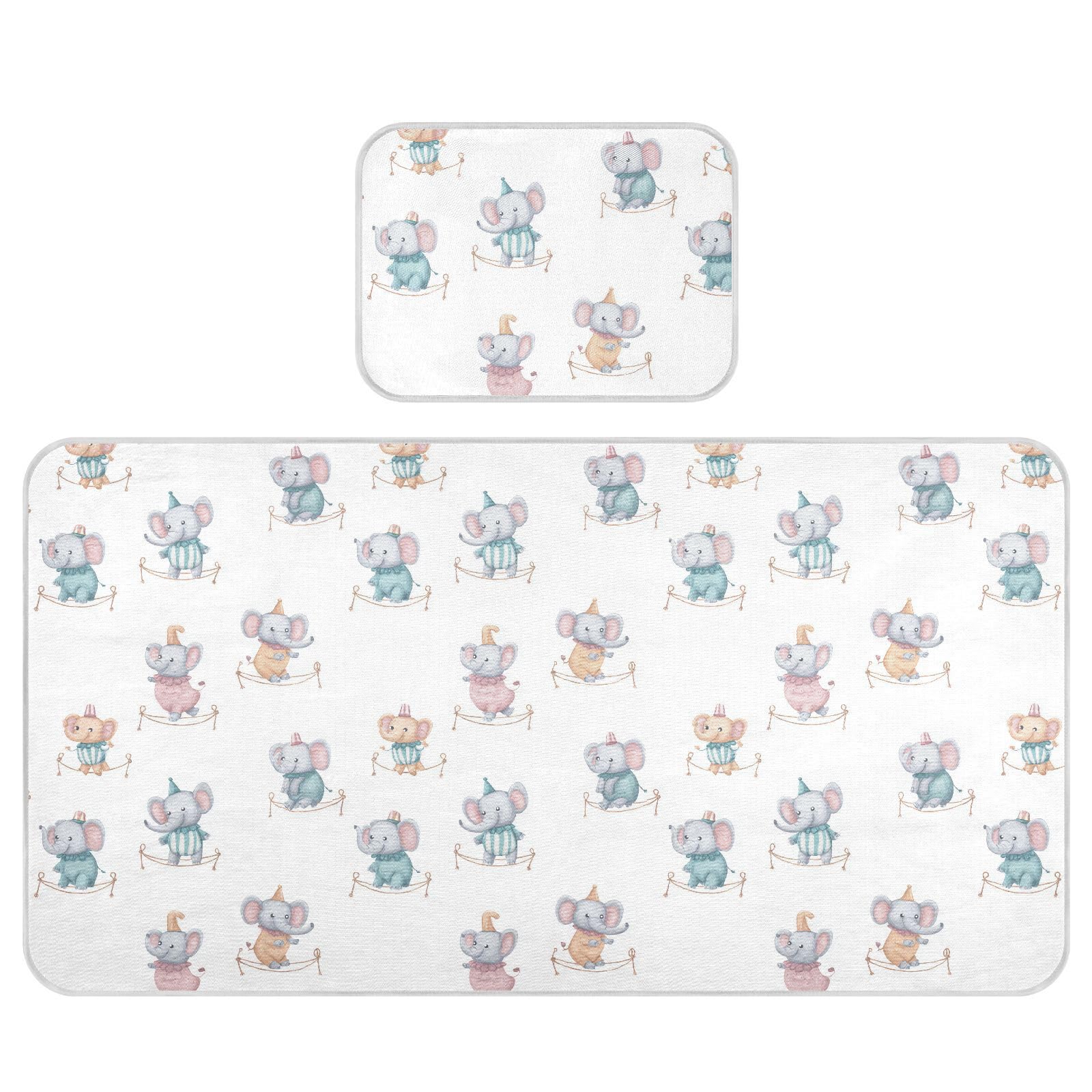 Bolaz Summer Sleeping Bed Pad, Funny Elephant Cooling Mattress Set Breathable Bed Mat Ice Silk Mat + Pillow Cover for Toddler Boys Girls