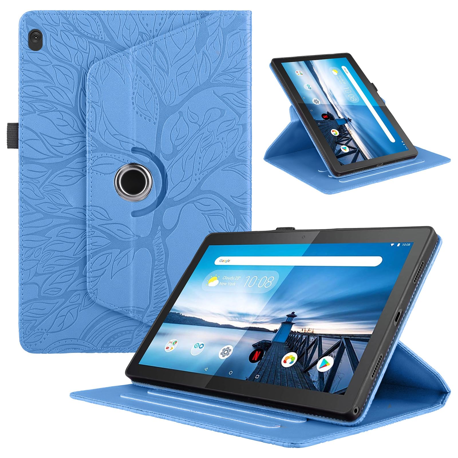 Funda para Samsung Galaxy Tab S9/ S8/ S7 11" (SM-X710/X700/T870) PU Cuero Tablets Protectora Cover 360°Carcasa Giratoria de ángulo Múltiple Stand Función Tablets Funda,Rojo Árboles — view 62