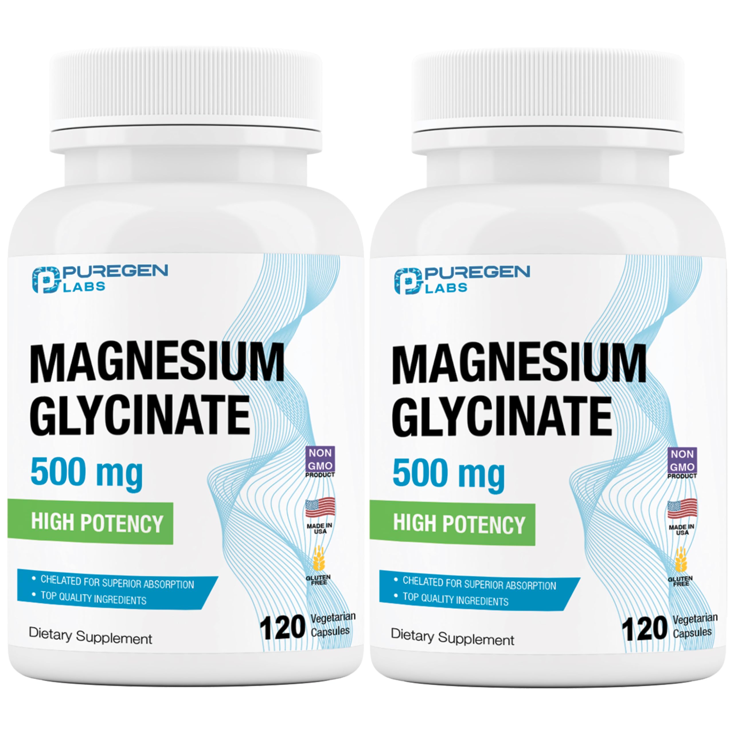 Magnesium Glycinate 500mg [High Potency] Veggie Caps, Chelated for Superior Absorption, Non-GMO, NO Gluten and Dairy, Gentle on Stomach | Total 240 Capsules - Made in USA