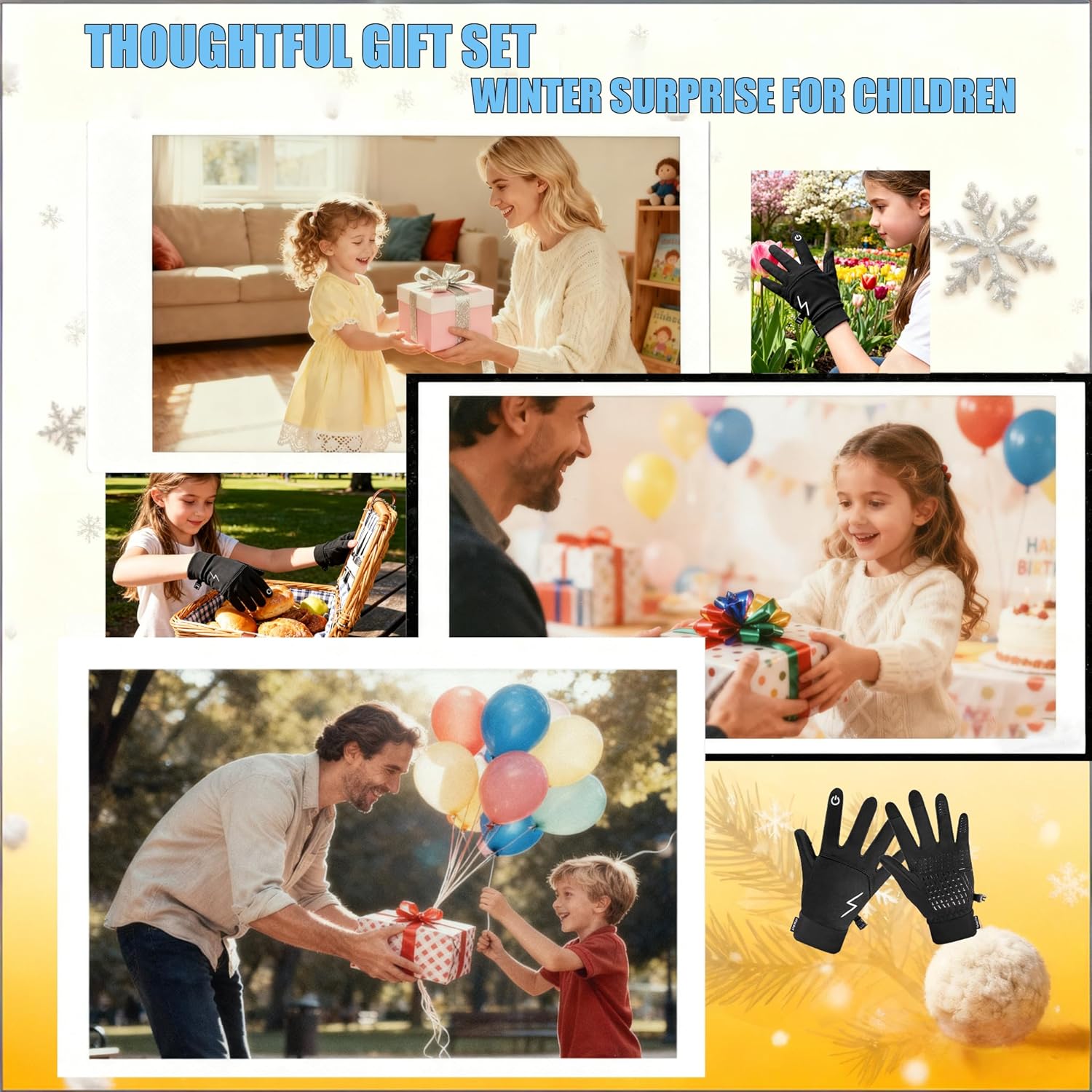 Kids Gloves Winter Boys Girls Gloves Warm Touchscreen Water Repellent Anti-Slip with Reflective Stripe for Children Teen 2-18 Years - Image 7