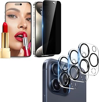 WHPXJY 3 Pack iPhone 15 Pro Max Camera Lens Protector and 1 Pack MIrror Screen Protector