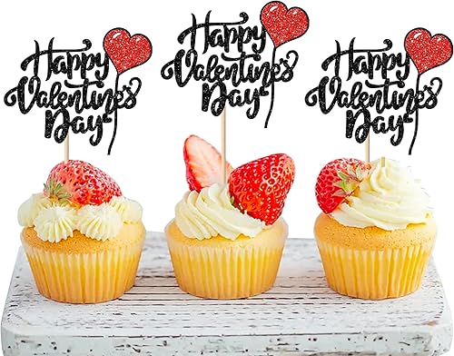 Miniatura 36 de Rsstarxi 36 Pack Happy Valentine's Day Cupcake Toppers Glitter Cupid Love Heart Lip Kiss Me Be Mine Cupcake Picks for Valentine's Day Theme Wedding
