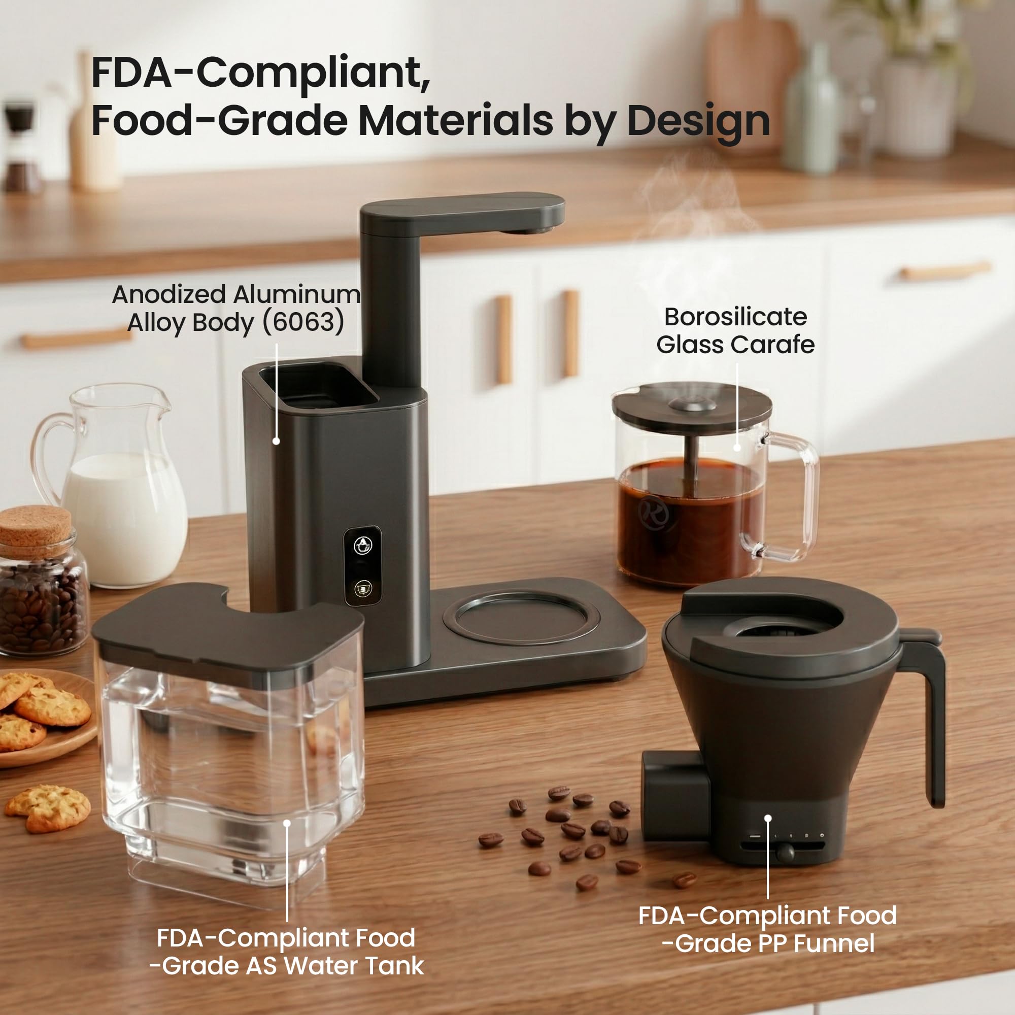 Kismile SCA-Certified 8 Cup Drip Coffee Maker, Pour Over Coffee Machine with 3s Instant Heat 197–205℉, Adjustable Flow Control, Removable Water Tank, Deep Cold Brew & 40 Min Keep Warm