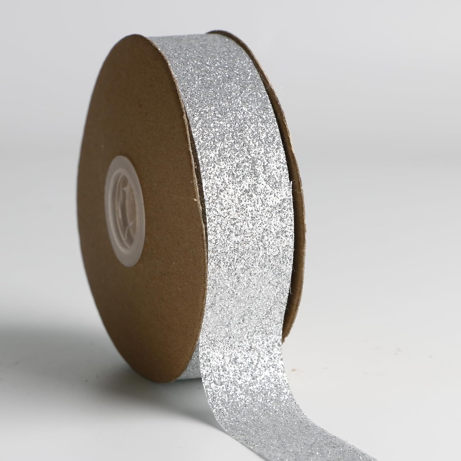Meseey Glitter Ribbon 7/8 Inch x 25 Yards Sparkle Ribbons for Homecoming Mums Wrapping, DIY Crafts, Wreaths, Tree Ornaments, Wedding Parties, Home Decoration (Silver)
