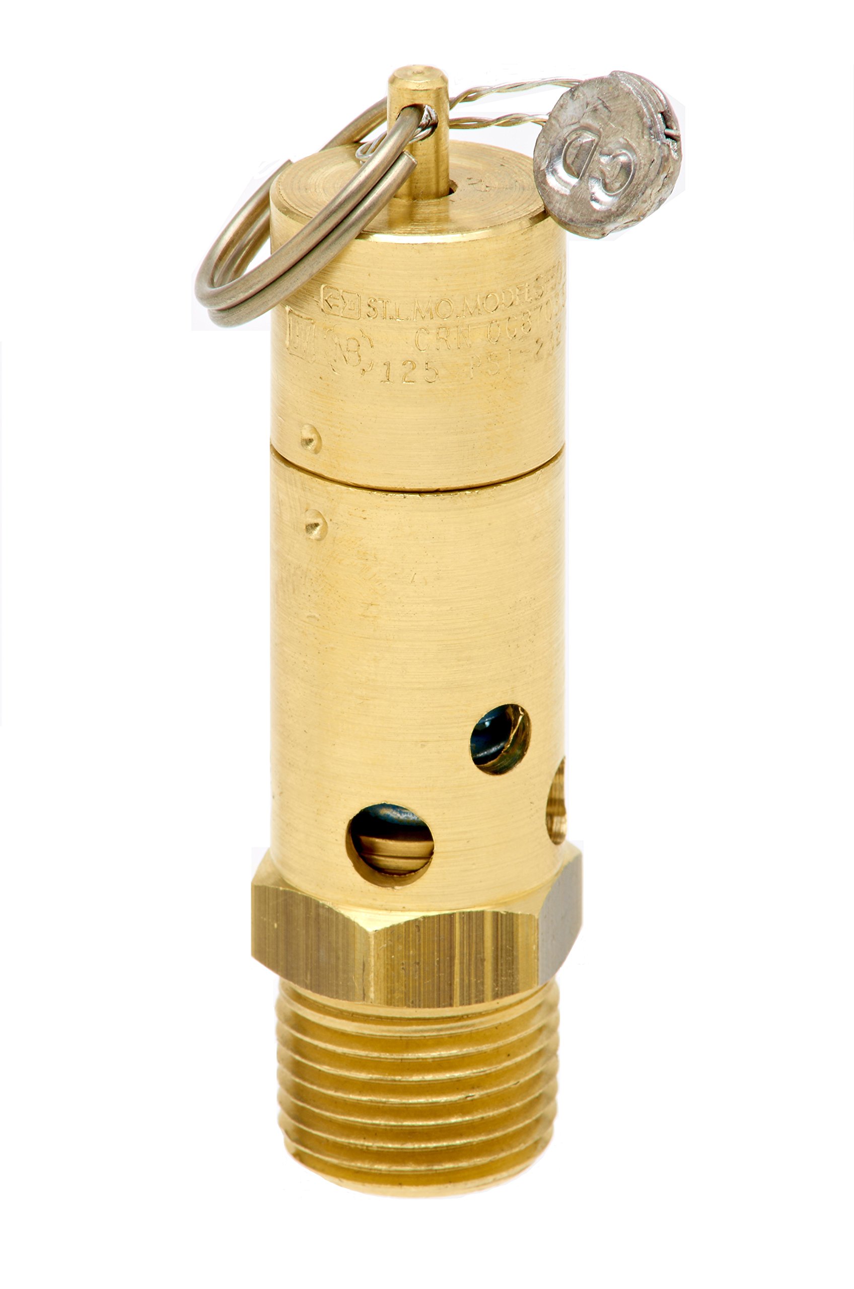 Control Devices SB50-0A125 SB Series Brass Soft Seat ASME Safety Valve, 125 psi Set Pressure, 1/2 Male NPT