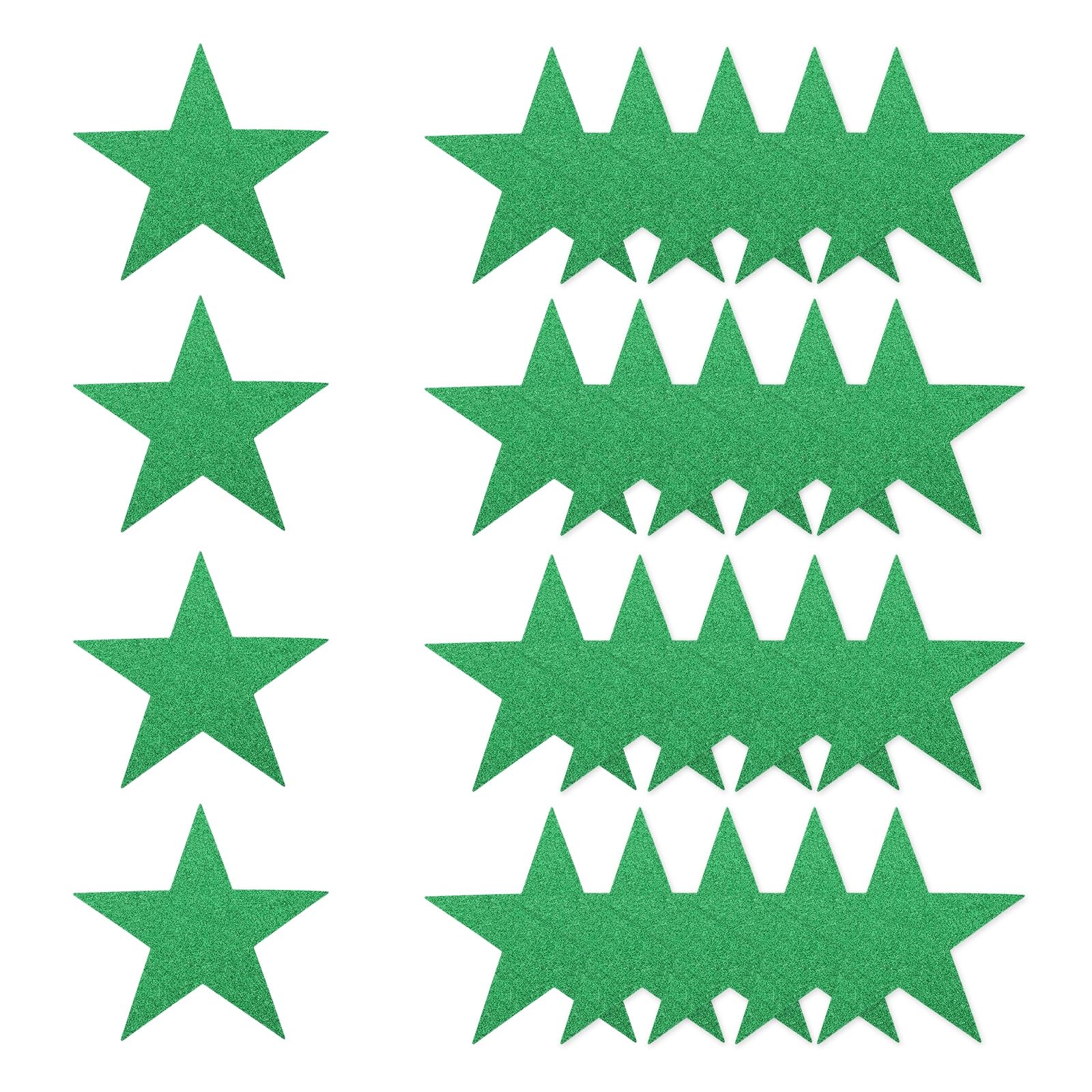 sourcing map 24 Pcs Glitter Stars Cutouts Decoration, 6" Paper Star Confetti Cutouts Stars Shiny for Bulletin Board Wall Classroom Party Supplies, Green