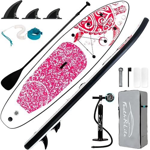 FEATH-R-LITE Inflatable Ultra-Light 10'×30''/10'6''×33'' Stand Up Paddle Board for All Skill Levels with Premium SUP Paddleboard Accessories,Non-Slip Comfort Deck for Youth & Adults