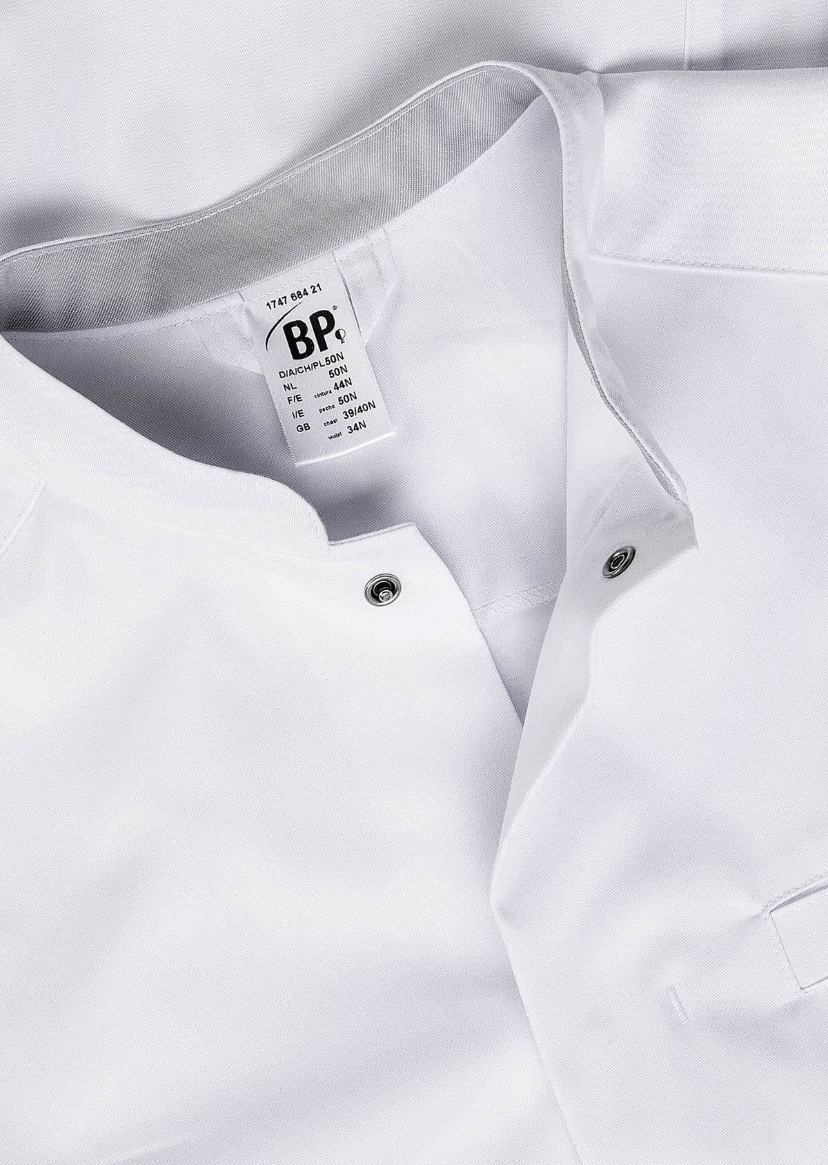 BP 1747-684-21-48n fartuch lekarski dla mężczyzn, długi rękaw ze wstawkami ze stretchu, 200,00 g/m² mieszanka materiału ze stretchem, kolor biały,48n