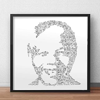 Nelson Mandela print with doodles inside the portrait | Plenty of details about the south african president and man of peace | hard to find gift black and white illustration art poster