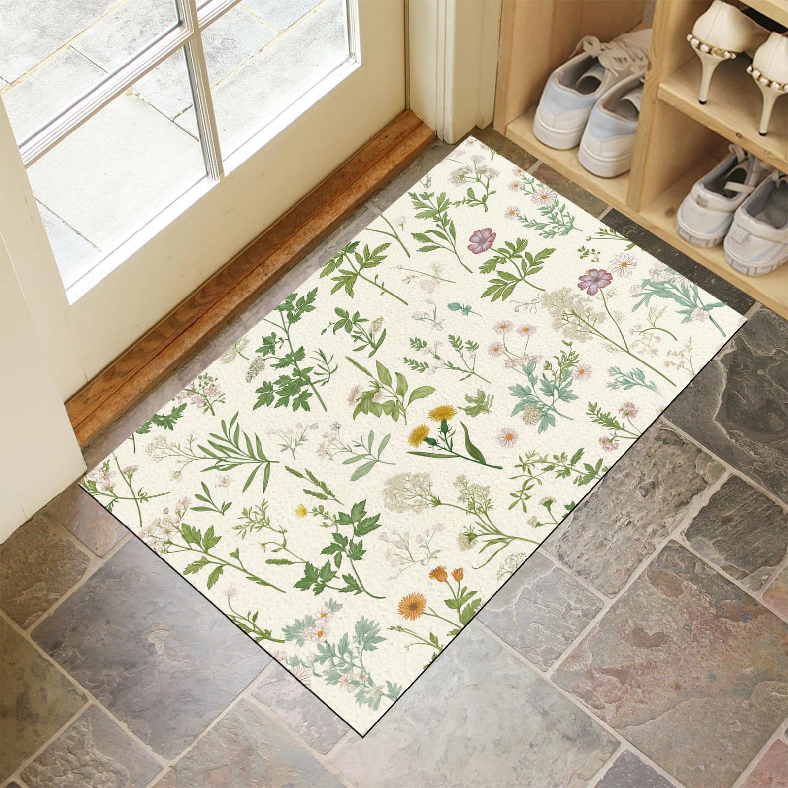 Tapis d'entrée microfibres absorbantes et paillasson attrape poussière lavable pour intérieur