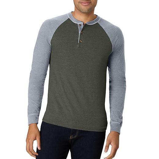 Hanes Mens T-Shirts, Men's Beefyt Henley Shirts, Men's Cotton Long Sleeve Shirts