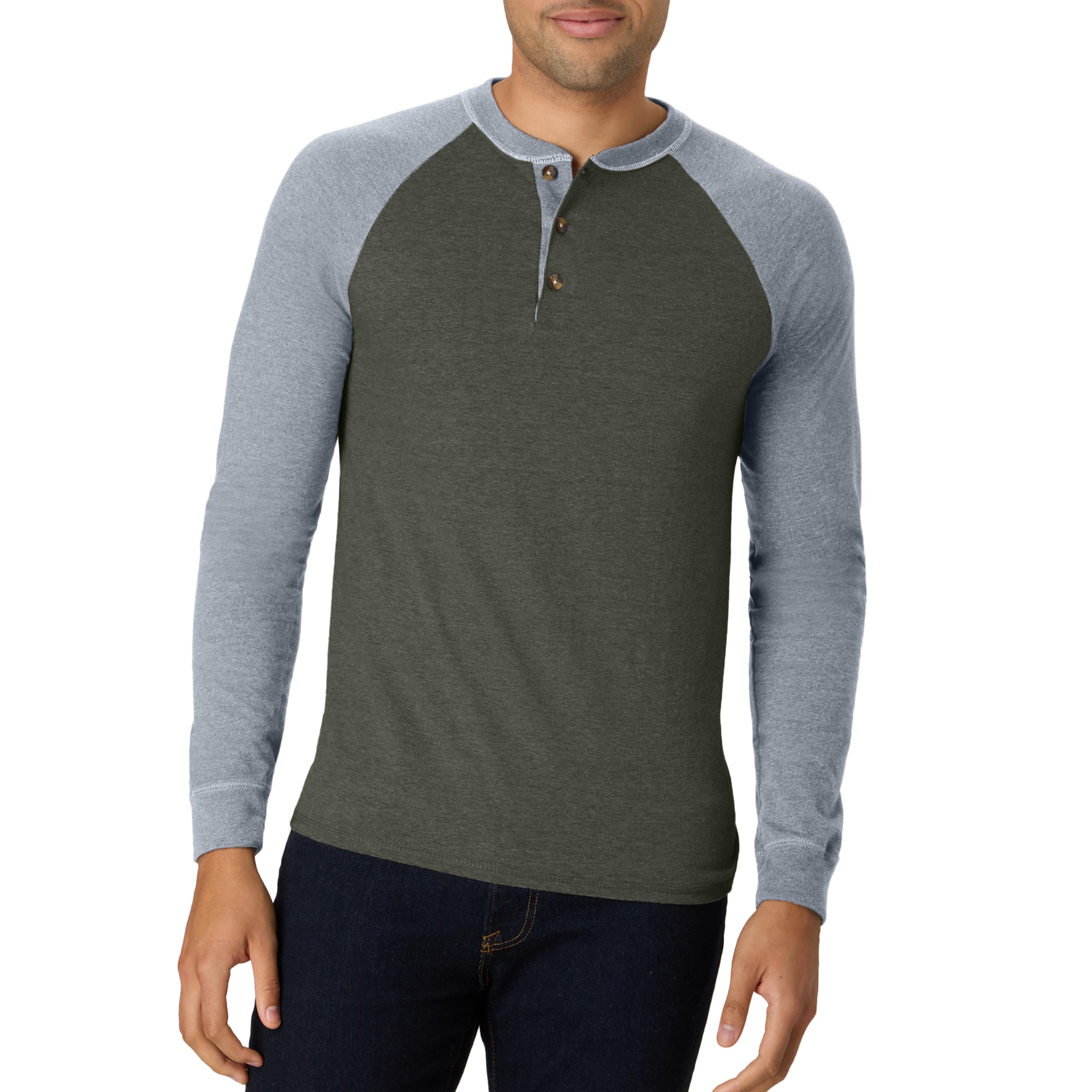 Hanes Mens T-Shirts, Men's Beefyt Henley Shirts, Men's Cotton Long Sleeve Shirts
