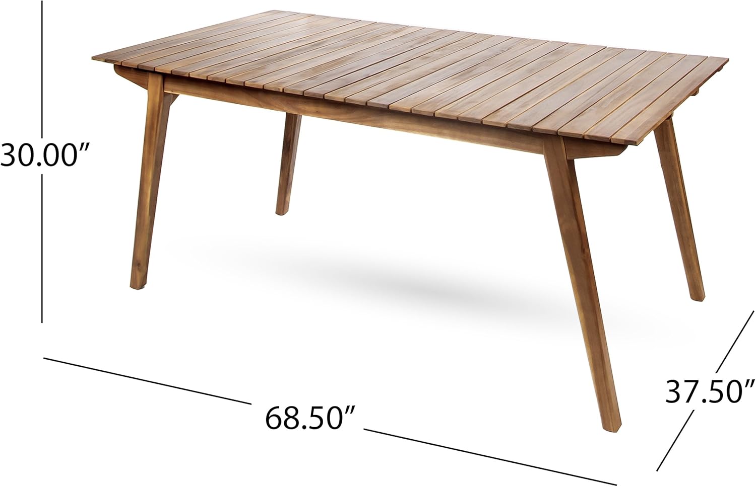 Christopher Knight Home Taiga Outdoor 69" Acacia Wood Dining Table, Teak Finish