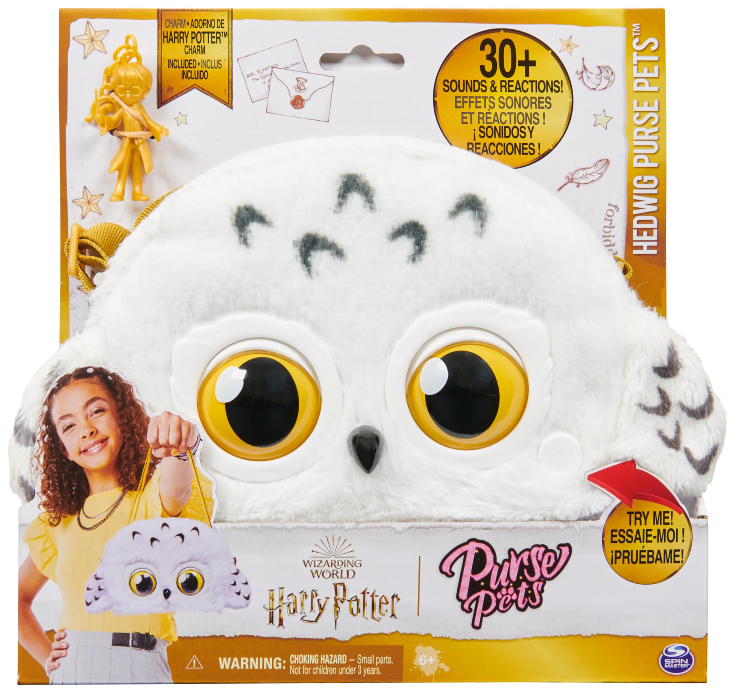 Wizarding World Harry Potter Hedwig Purse Pets, interaktive Eulen-Umhängetasche mit mehr als 30 Geräuschen und Reaktionen, für Mädchen ab 5 Jahren