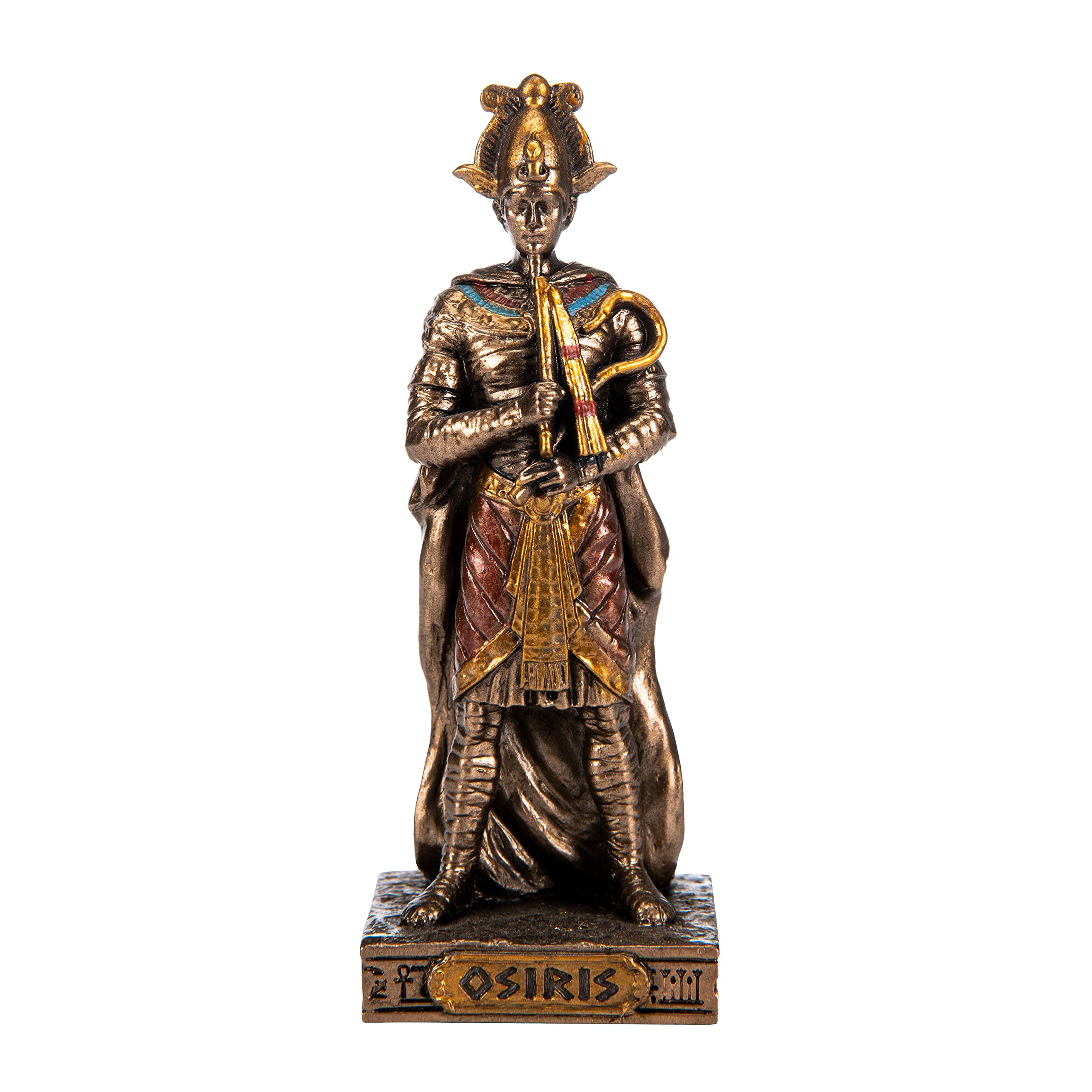 Beautifulgreekstatues Bronze Osiris Egyptian God Resin Figurines Hand Painted Miniature Statue 3.5 Inches