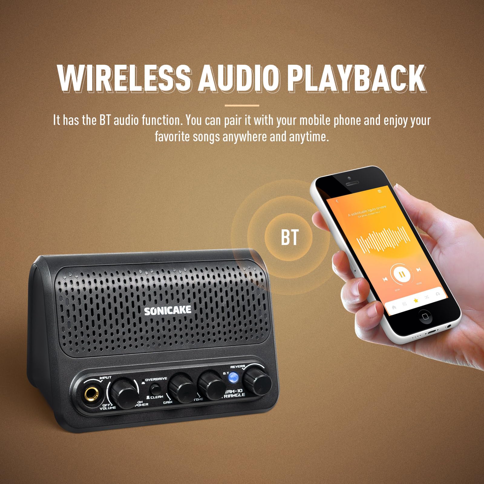 SONICAKE Mini Combo Amplificatore per Chitarra Bluetooth Clean Overdrive Triangle