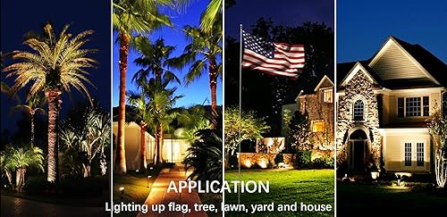 Miniatura 5 de Foco LED para exteriores, luz de bandera de 120 V, 10 W, impermeable, para patio, mástil, casa, árbol, enchufable, iluminación de paisaje de Navidad