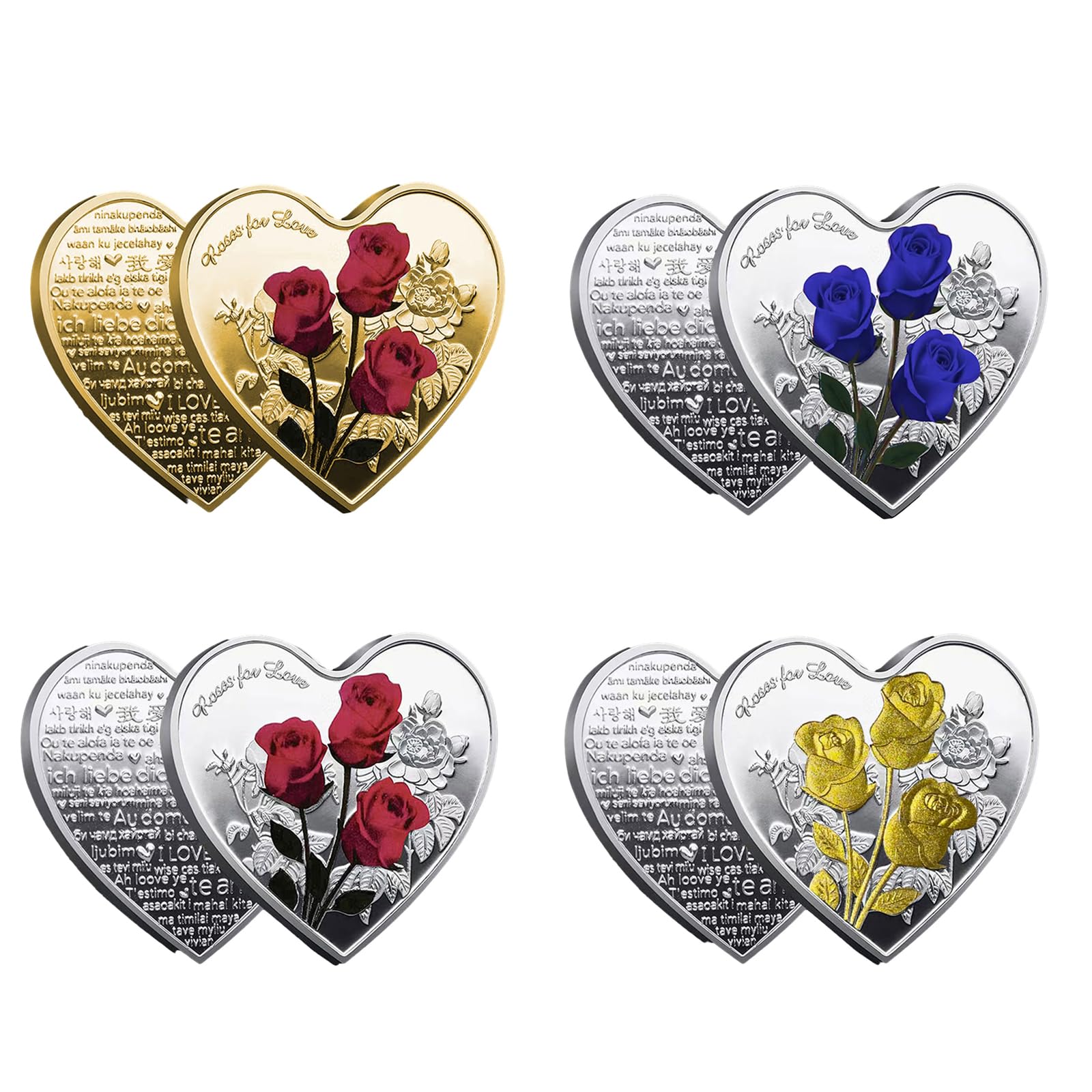 Pièces uniques en métal en forme de cœur Objets de collection Amour symbolique Décoration de mariage Saint-Valentin Anniversaire Pièces cadeaux