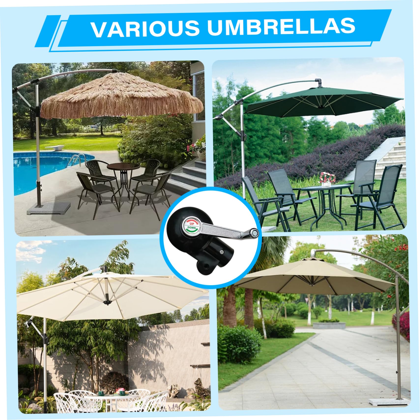 CUCUFA Umbrella Crank Replacement Manual 360° Rotating Patio Umbrella Replacement Parts Heavy Duty Outdoor Beach Umbrella Cantilever Umbrella Parts, Cantilever Umbrella Parts