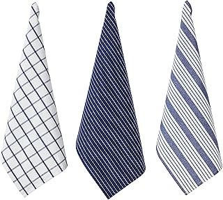 Penguin Home Juego de 3 paños de Cocina 100% algodón, ecológicos y sostenibles, Elegantes con Diferentes Patrones, tamaño: 50 x 70 cm, Color Blanco y Azul