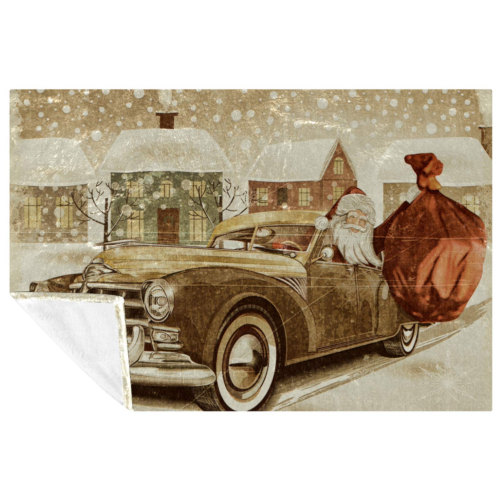 Couverture Père Noël 150x100 cm vintage et chaude pour lit et canapé