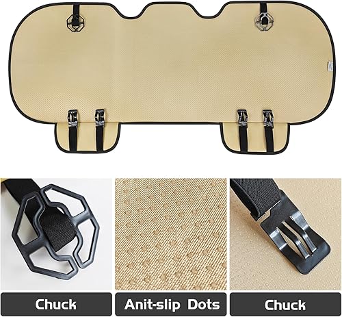 Miniatura 4 de SanQing Funda de asiento de automóvil, fundas de asiento de tela de lino para asiento trasero de automóvil, cojines universales para asiento de