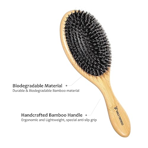 Miniatura 7 de EAGLE FORTRESS Cepillo de cerdas de jabalí para mujeres y hombres, cerdas de jabalí con cepillo de pelo desenredante de nailon pulido, cepillo de