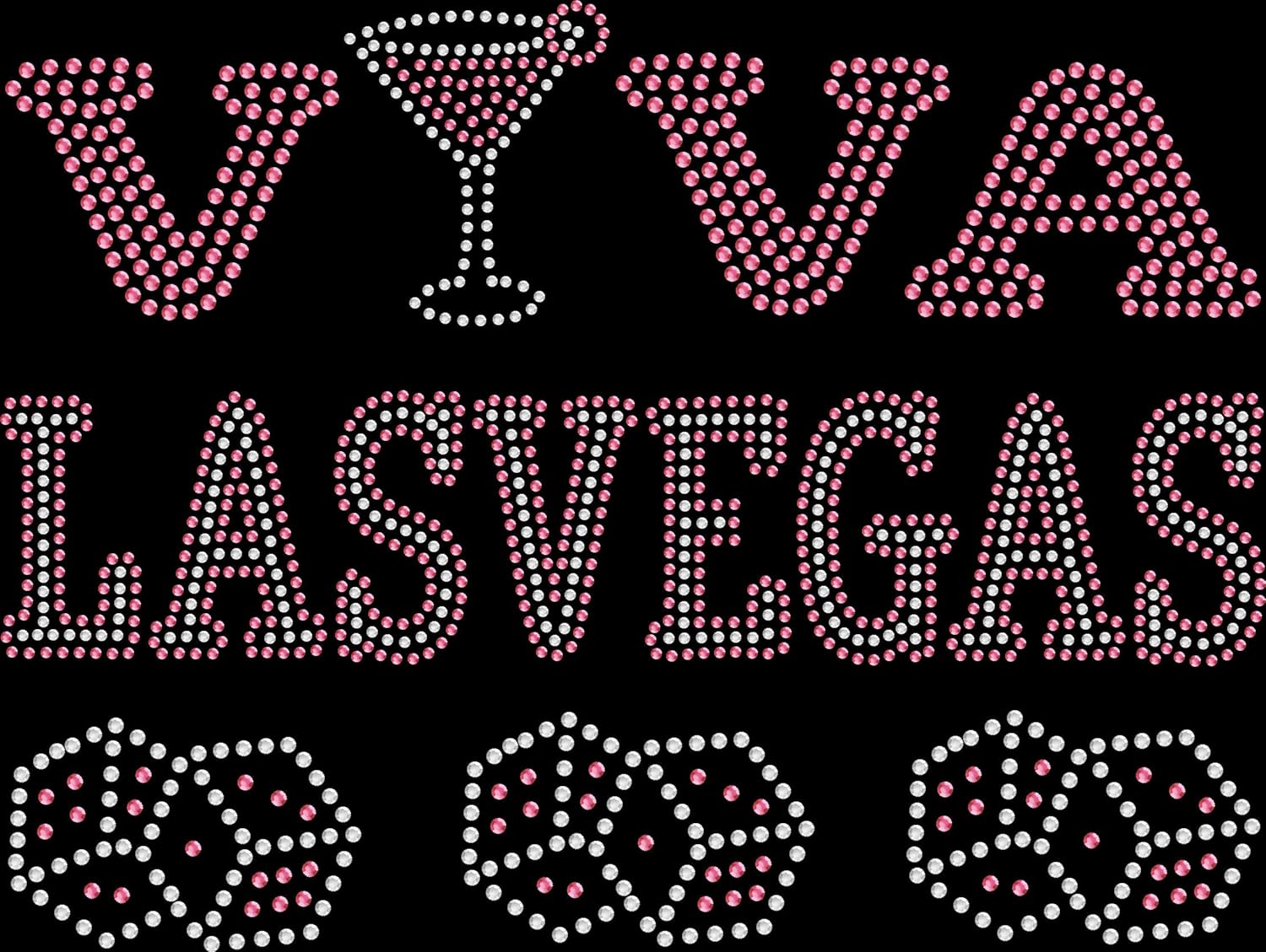 Rhinestone Bling Sparkle Iron On Transfer DIY Las Vegas Dice Pink