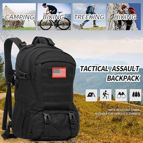 Miniatura 6 de Qimailer Mochila de camuflaje, mochilas militares para niños adolescentes para la escuela, mochila táctica pequeña para exteriores con puerto de