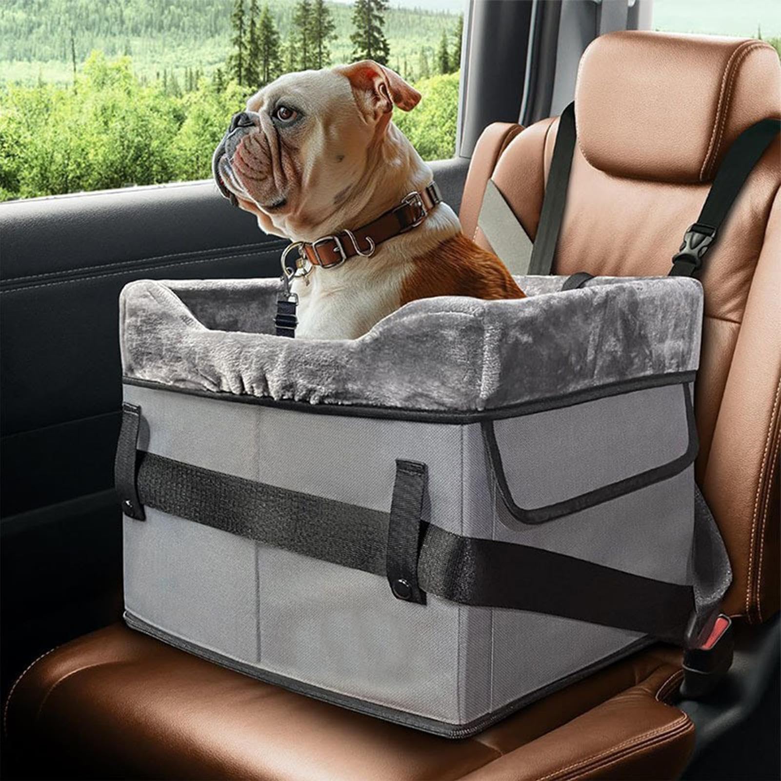 Asiento De Coche Para Perros Cama De Peluche Portátil Y Lavable | Cama Canina De Coche Con Bolsillos De Almacenamiento Para Menos De 11 Kg Viaje En Vehículo Trasero Delantero Centro