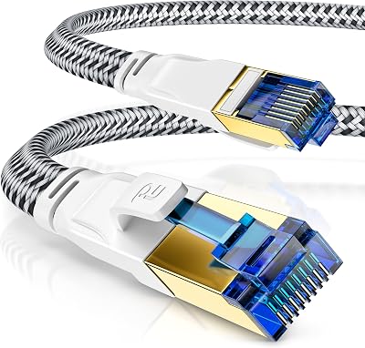 CSL – 0,5m CAT 8 Netzwerkkabel Flach und Dünn, Lan Kabel für 40 Gigabit High Speed, Internetkabel Flachbandkabel, Verlegekabel 40 Gbps Cat.8 RJ45 Kabel für Switch Router Modem PC, 0,5 Meter Weiss
