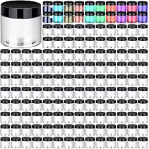 Aoriher 150 Pcs Clear Plastic Jars with Lids Round Containers,2 Oz,Black