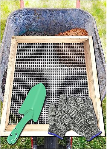 Tamiz de tierra, tamiz de suciedad para jardinería, tamiz de compost, tamiz de jardín, tamiz de madera ligera para rocas, tamiz de tamiz de pantalla