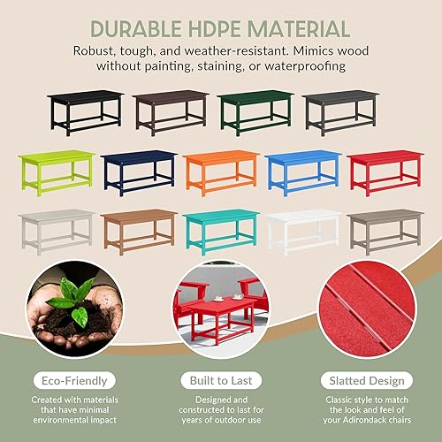 Vista 96 de WestinTrends Malibu - Mesa de centro para exteriores, 35 x 17.5 pulgadas, para todo tipo de clima, de madera de polietileno, para patio, jardín