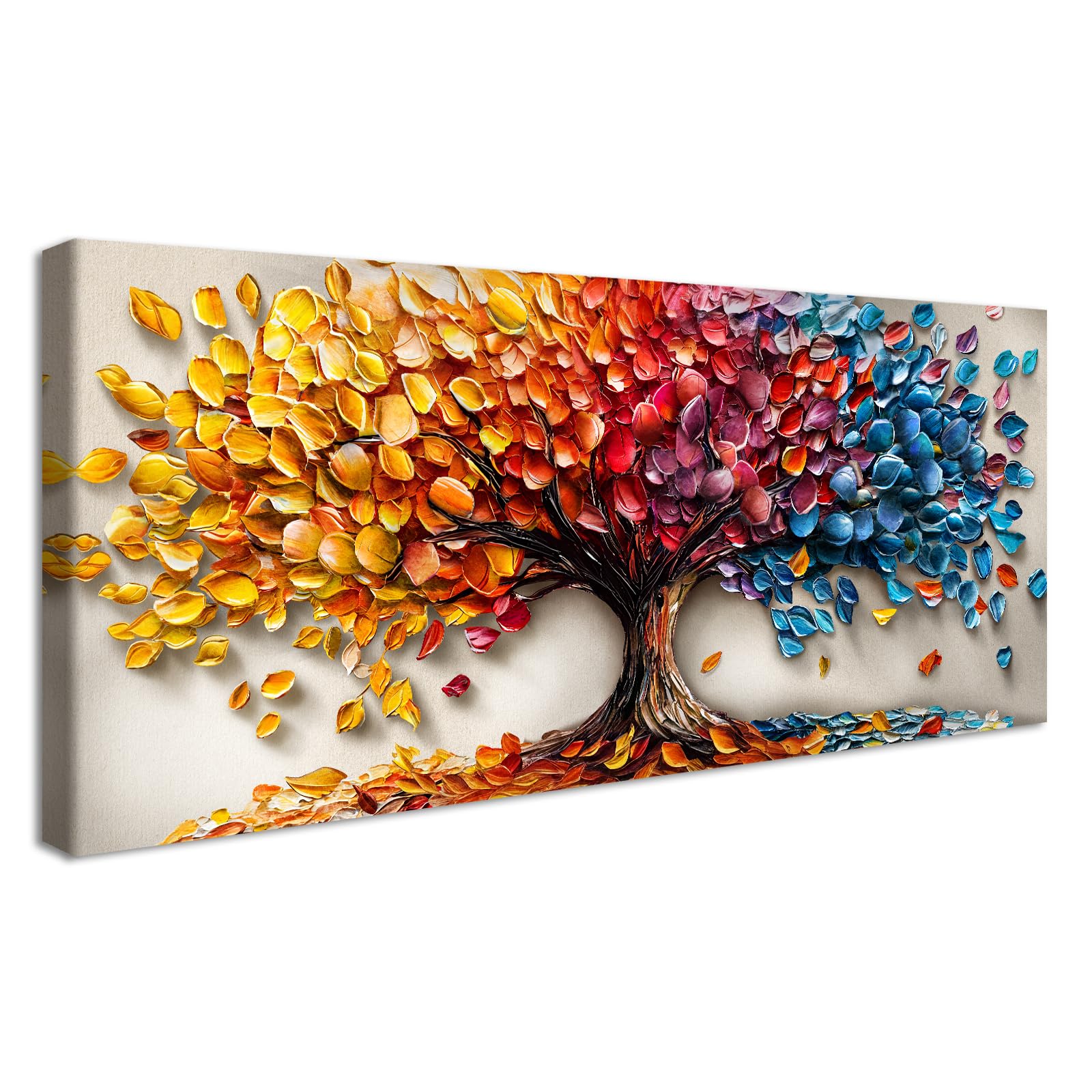 SIXTTART Quadro Su Tela Con Albero Colorato – Decorazione Da Parete Moderna 50x100 Cm, Pronto Da Appendere