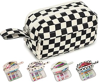 Bluboon Big Capacity Pencil Case Pouch Pen Case School Supplies - Cute Pencil Box Bag for Teen Girls Boys Women Man (Black White Checked)