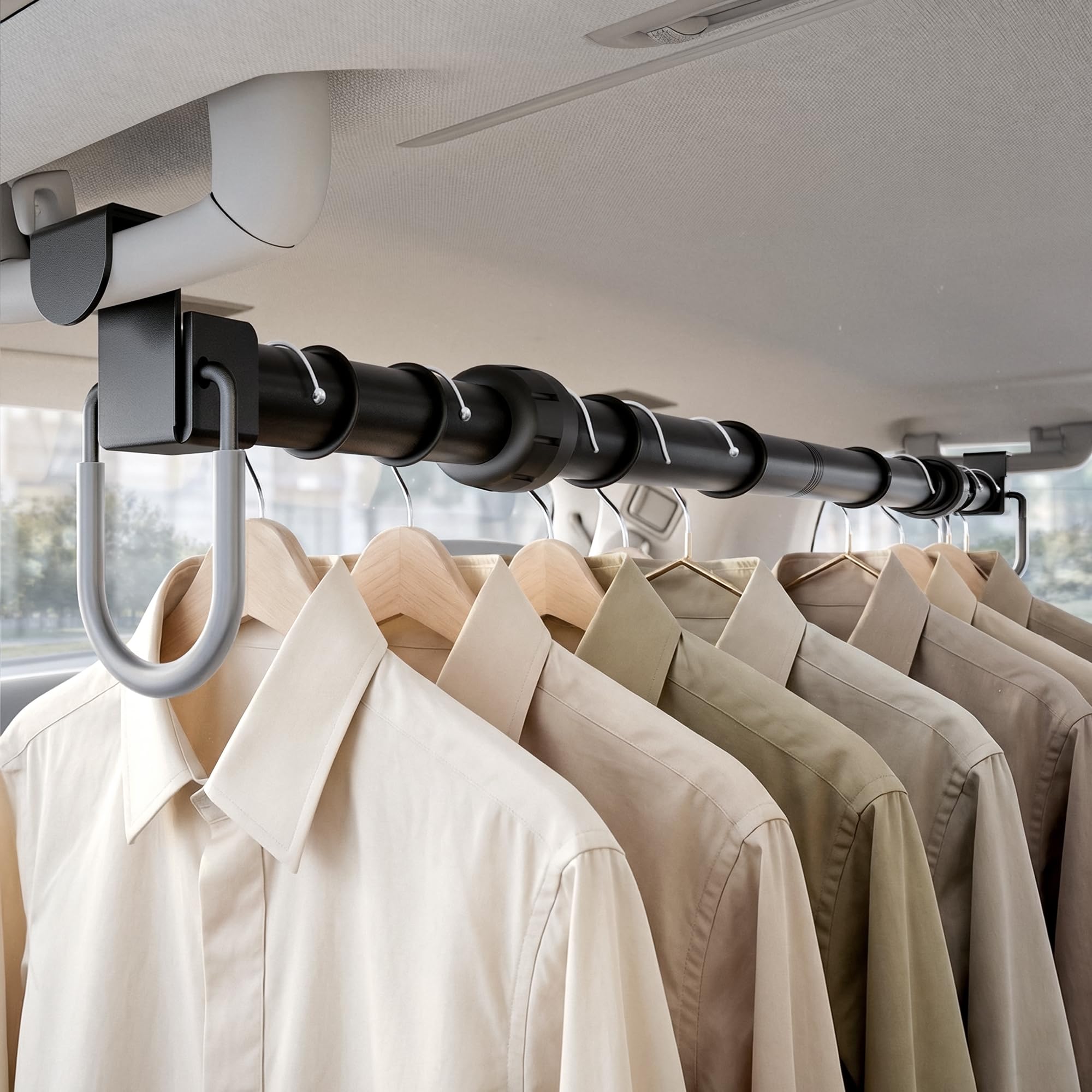 Josmimic Adjustable Car Clothes Hanger Bar