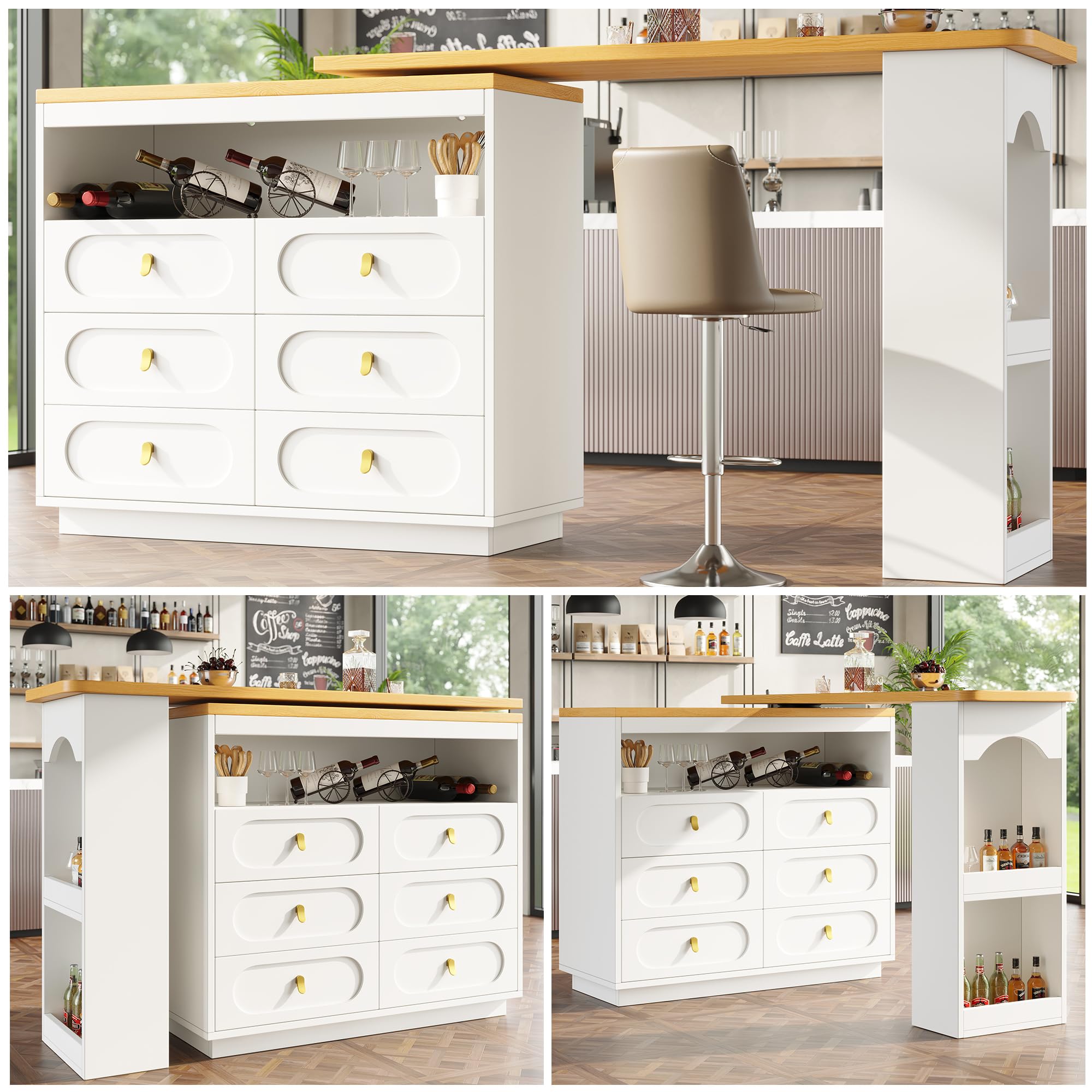ソマビト　THE BAR COUNTER TABLE BTM Rotating Bar Table 120 to 180 x 40 x 76 cm Coffee Bar