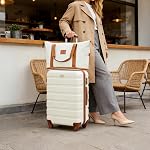 Suitour Luggage Sets 6 Piece, 20-inch Carry-on and 24 28 inch Checked Suitcase Set with Cosmetic Case and Expandable Travel Duffle Bags Set(Beige Tan)