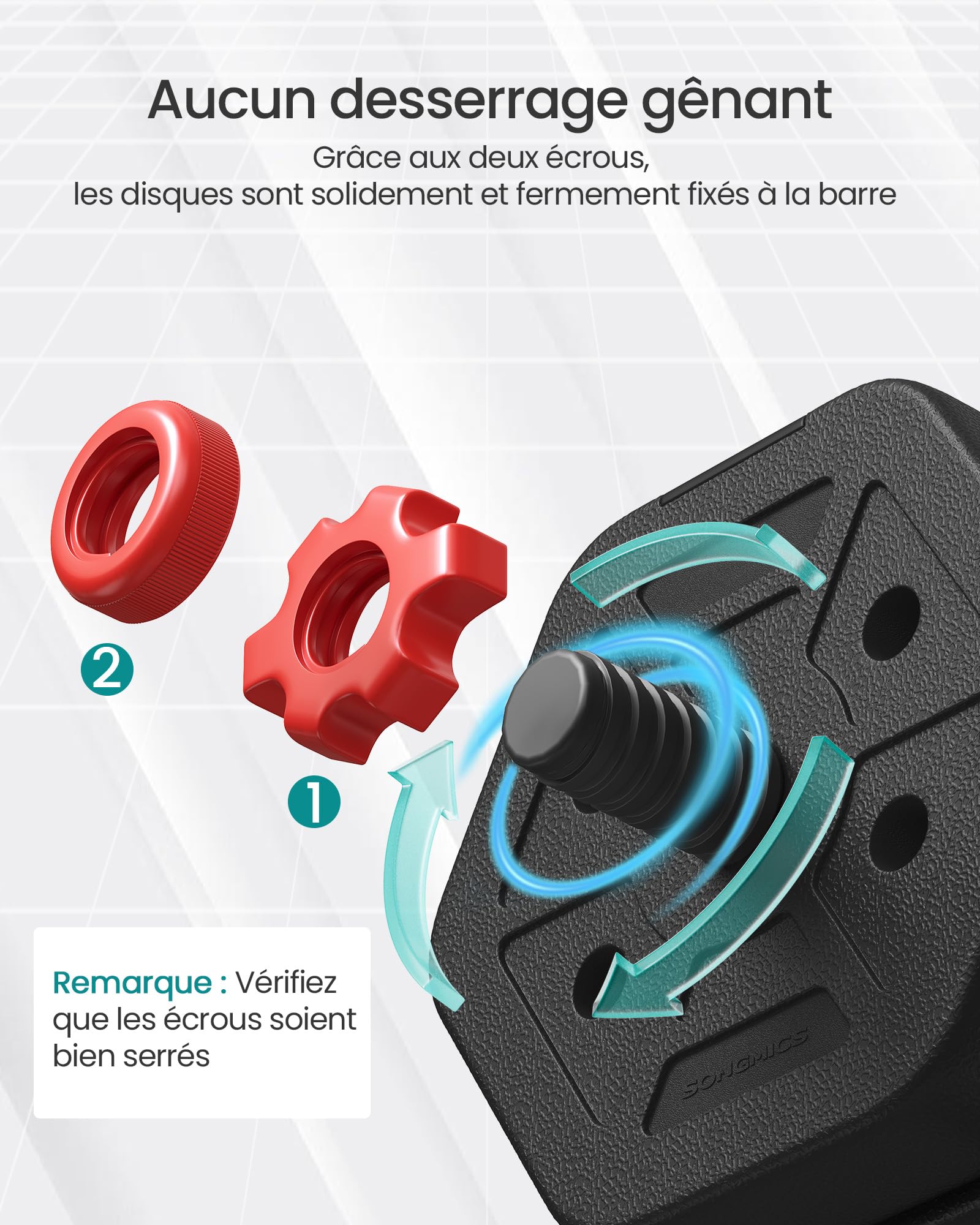 SONGMICS Set d’Haltères, Haltères avec Barre de Connexion, Hexagonales, pour l’Entraînement, la Musculation, l’Haltérophilie à Domicile ou en Salle de Sport